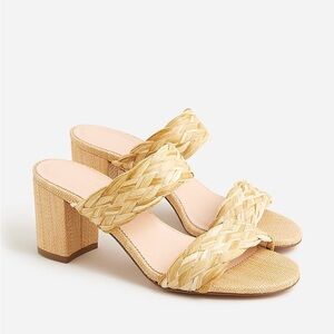 J.Crew Lucie woven braided-strap sandals raffia-inspired, 3” heel worn sz 6.5